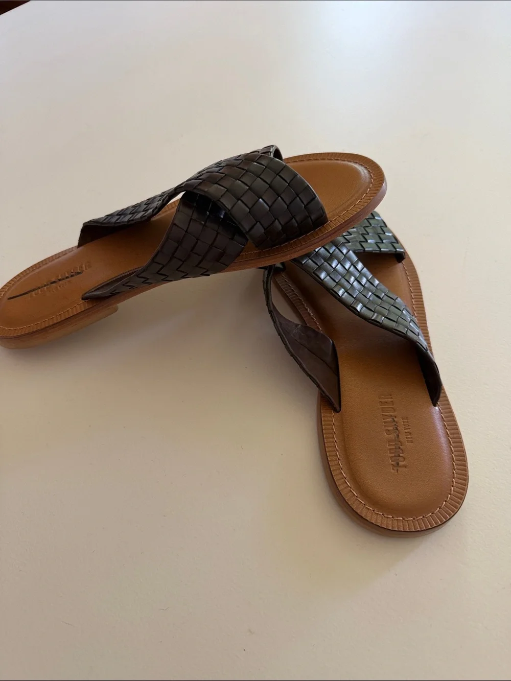 Todd Snyder Brown Woven Leather Flip Sandals Sz 11.  New. Box28
